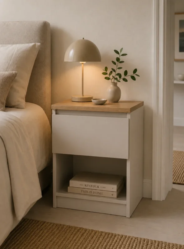 Nachttisch - Hickory / Cashmere mit 1 Schublade