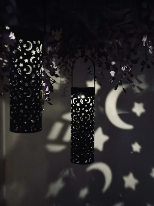 Fakkel med solceller – 2 stk STARS & MOON - VIAMAJA.DK