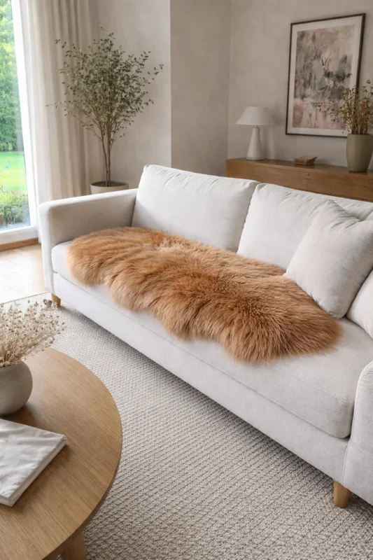 Lammfell 160 cm - XL Braun Patchwork