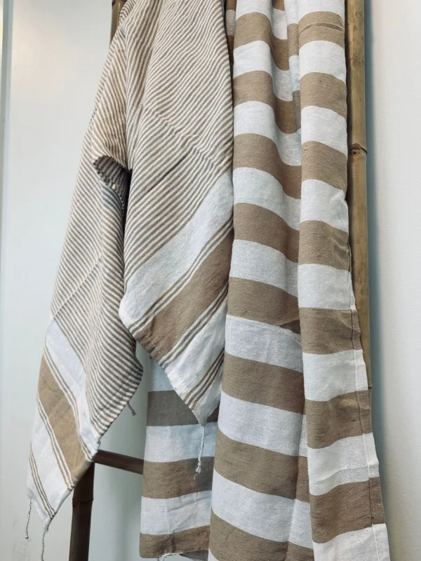 Hammam håndklæde – Beige strib - VIAMAJA.DK