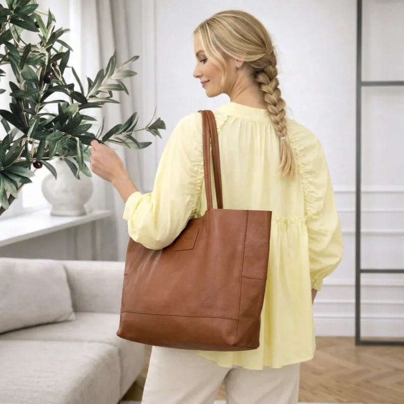 Shopper Daily aus weichem Leder - Cognac