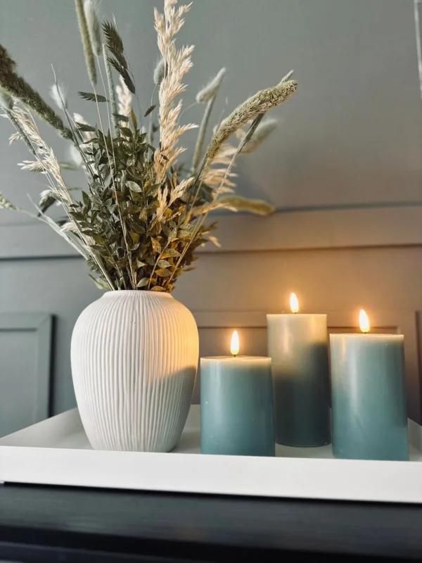 LED Bloklys / Sea blue 3 stk. Inkl. fjernbetjening - VIAMAJA.DK