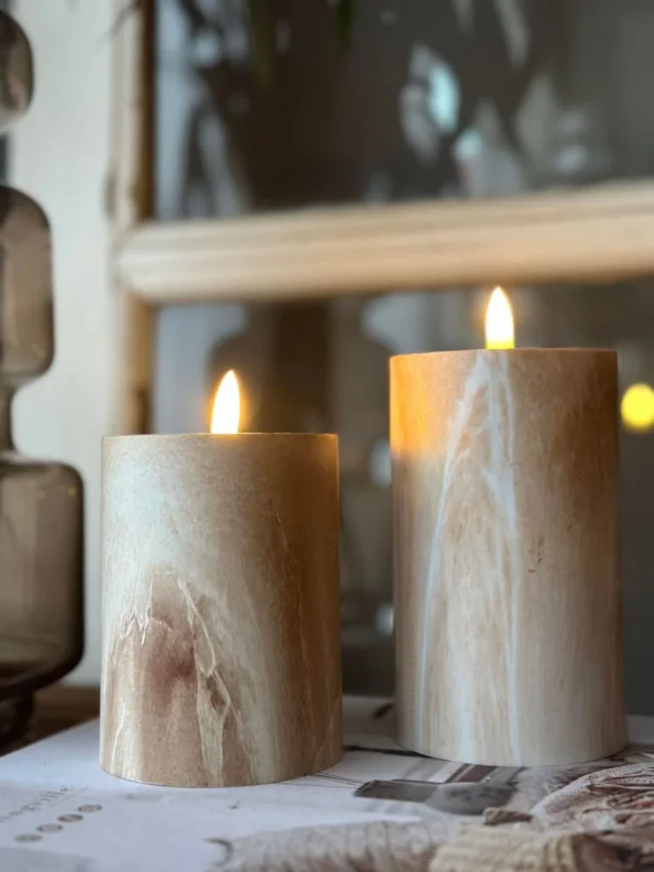 LED marmor bloklys 12,5cm - Beige - VIAMAJA.DK