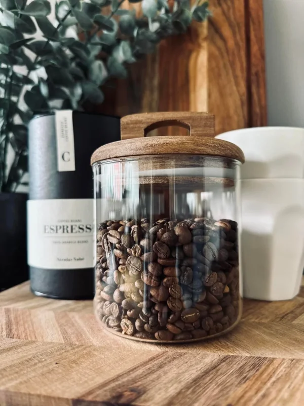 Opbevaringsglas med trælåg 500ml - VIAMAJA.DK