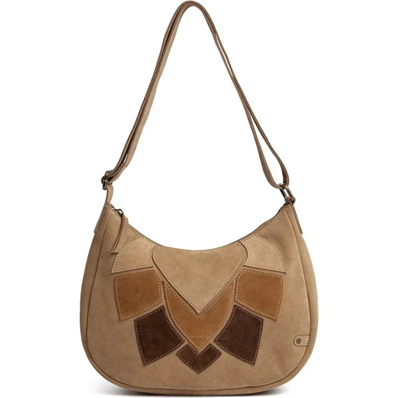 Schultertasche Florence aus Wildleder - Sand